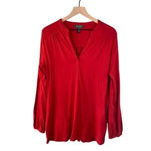 Lauren Ralph Lauren Blouse‎ Womens XL V-neck Long Sleeve Loose Fit Stretchy Top